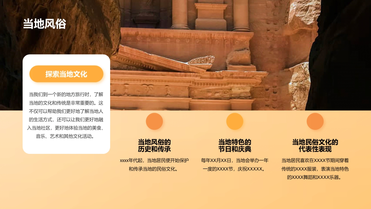 黄色现代商务沙漠旅游相册PPT模板