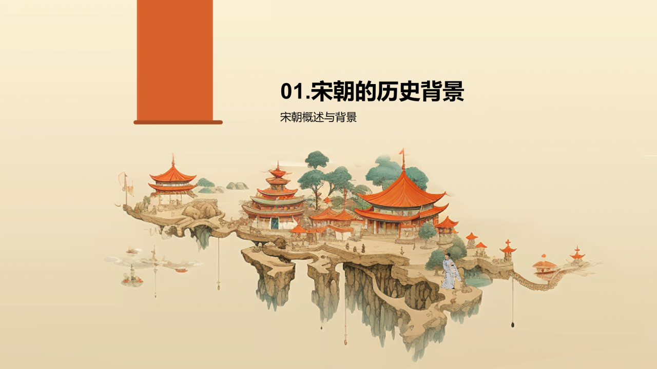 黄色古风教育培训宋朝繁荣时代PPT模板