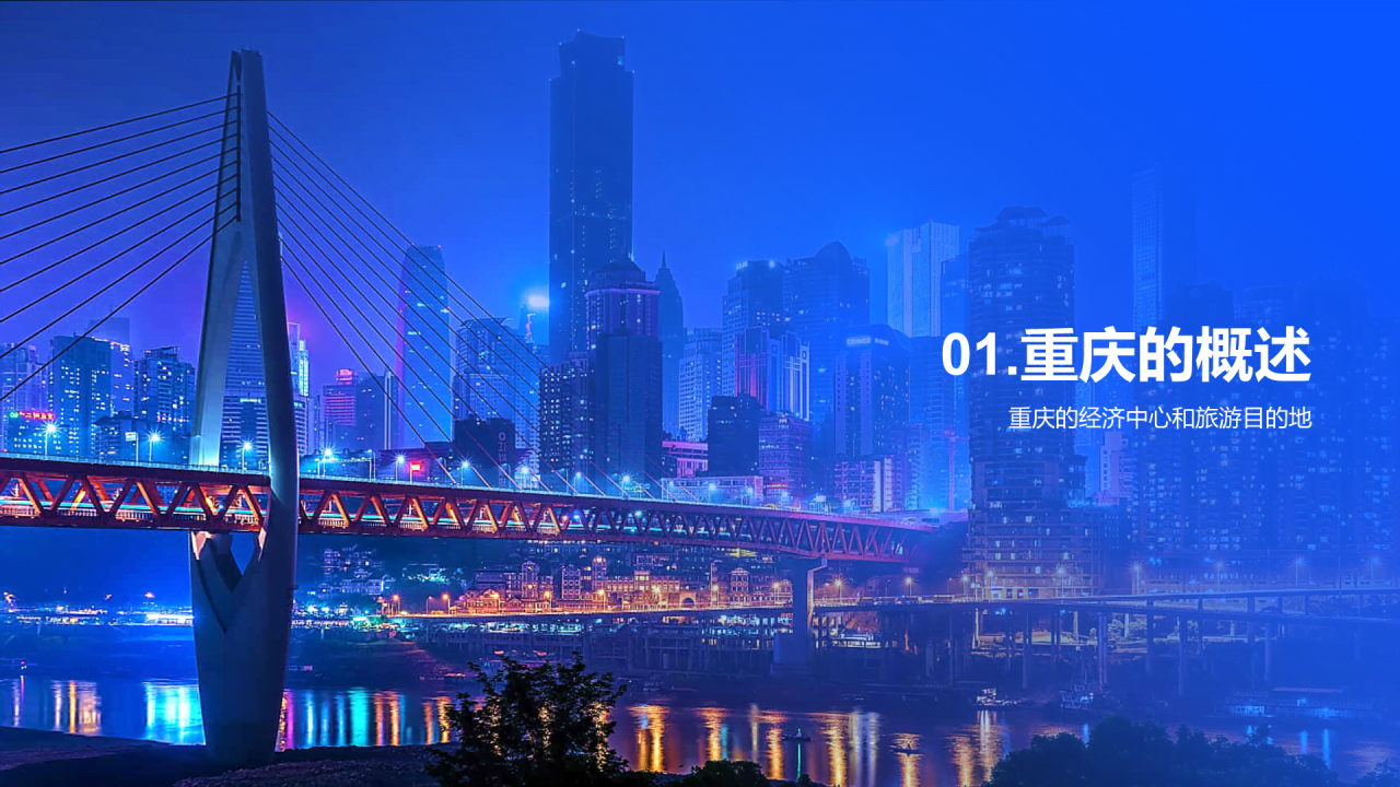 蓝色现代商务重庆美食之旅PPT模板