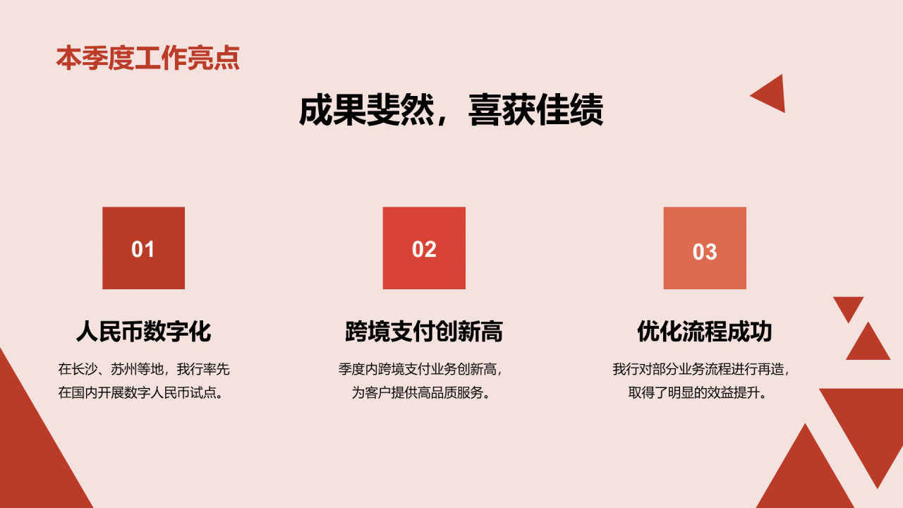红色商业现代金融季度工作总结PPT模板