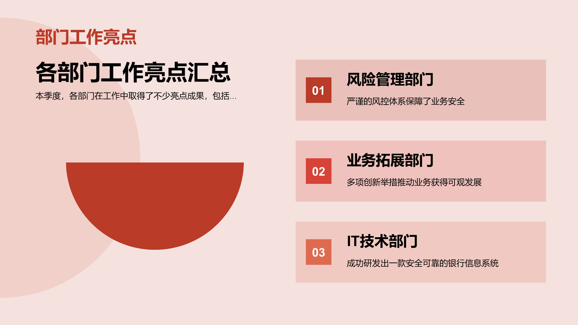 红色商业现代金融季度工作总结PPT模板
