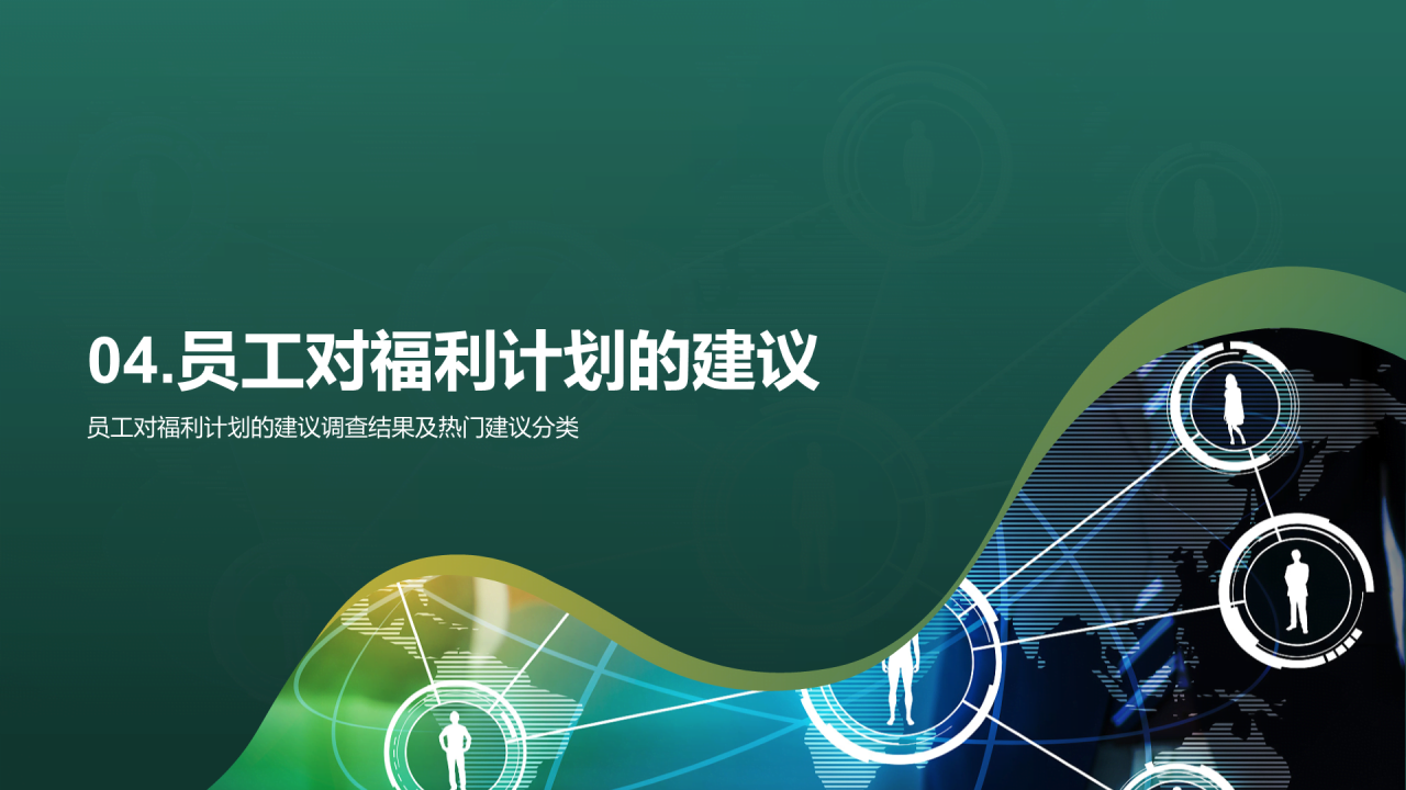 绿色商务现代互联网员工福利汇报总结PPT模板