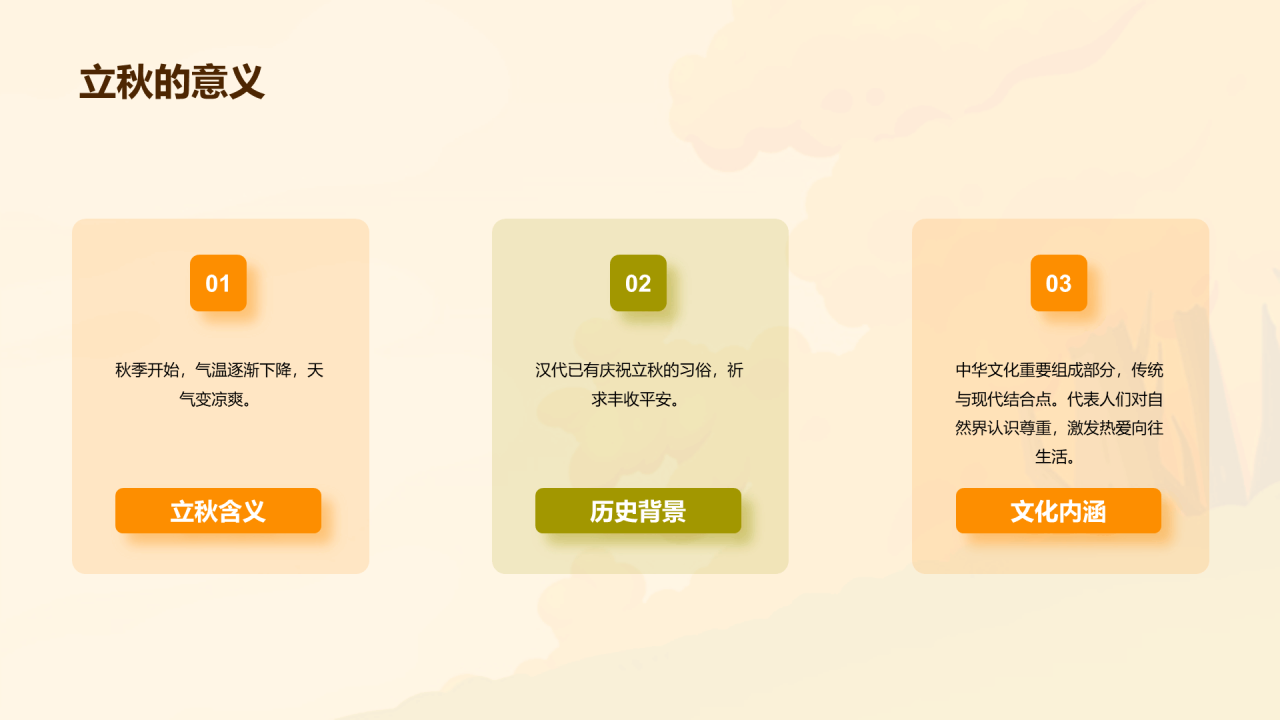 橙色插画小学生立秋课题培训课件PPT模板
