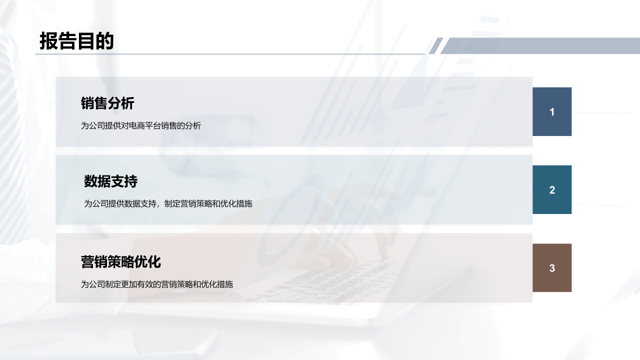 蓝色电商平台营销分析报告PPT模板