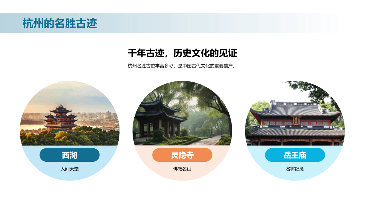 蓝色现代商务杭州天堂之旅PPT模板