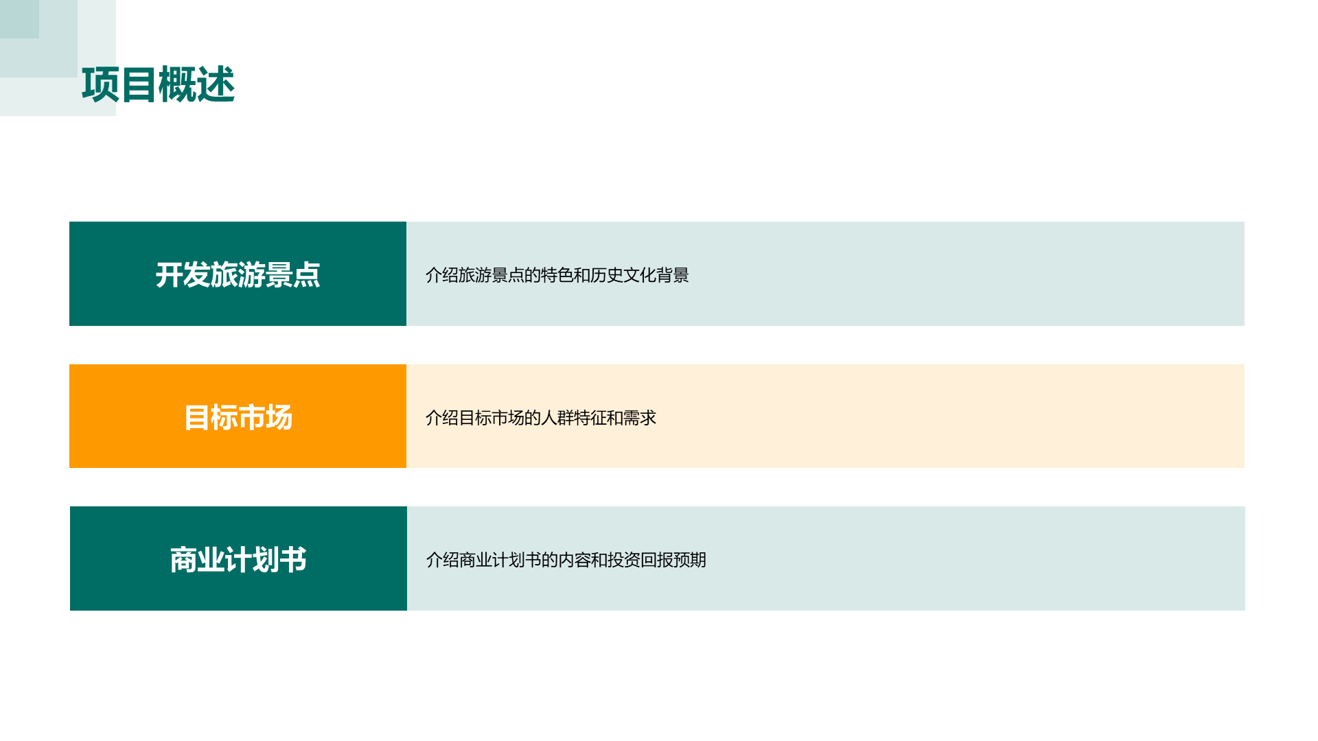 绿色旅游景点开发商业计划书PPT模板