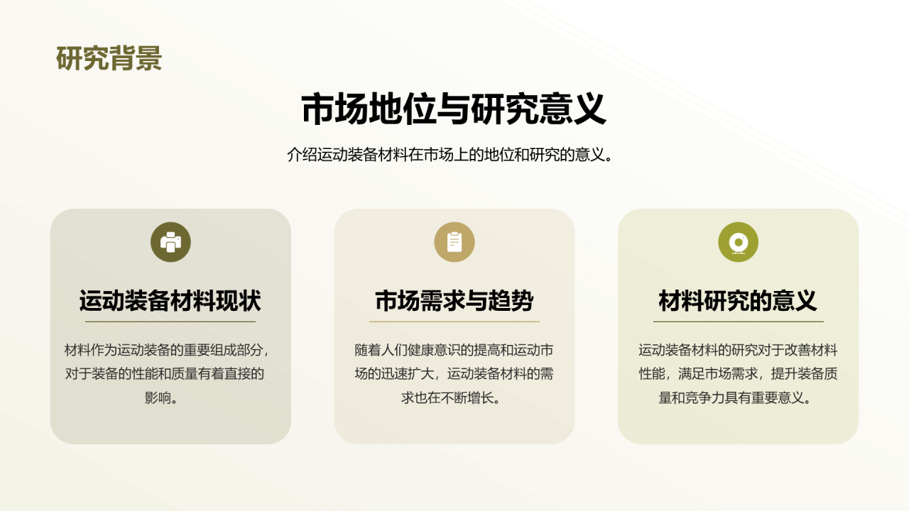 绿色商务现代运动装备材料研究报告PPT模板
