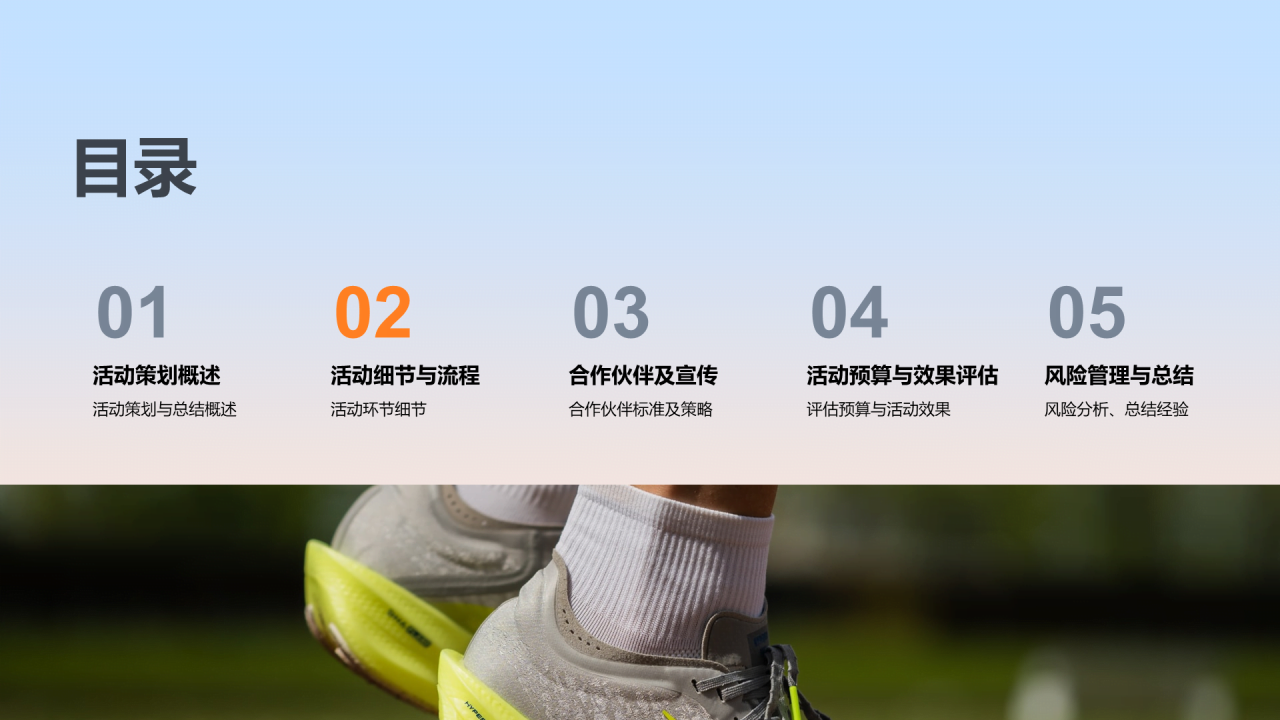 橙色现代商务户外运动安全体验PPT模板