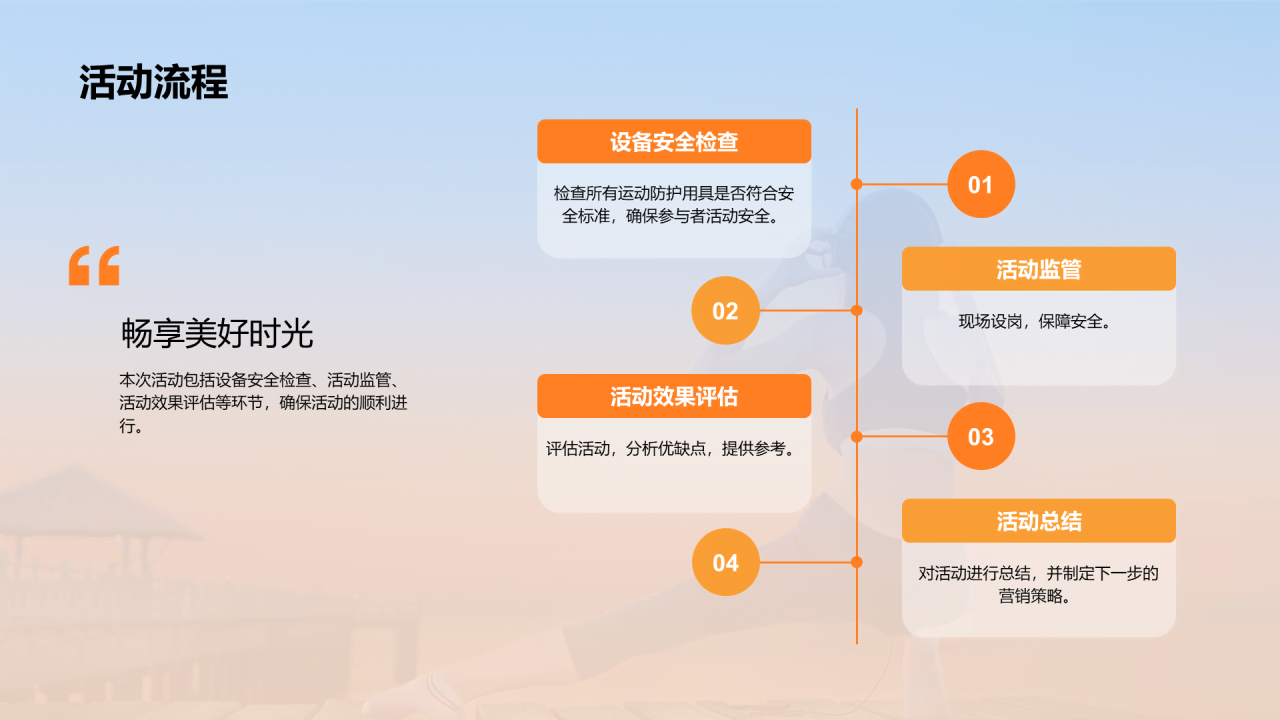 橙色现代商务户外运动安全体验PPT模板