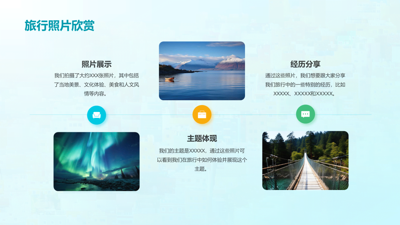 绿色现代商务主题旅游相册PPT模板