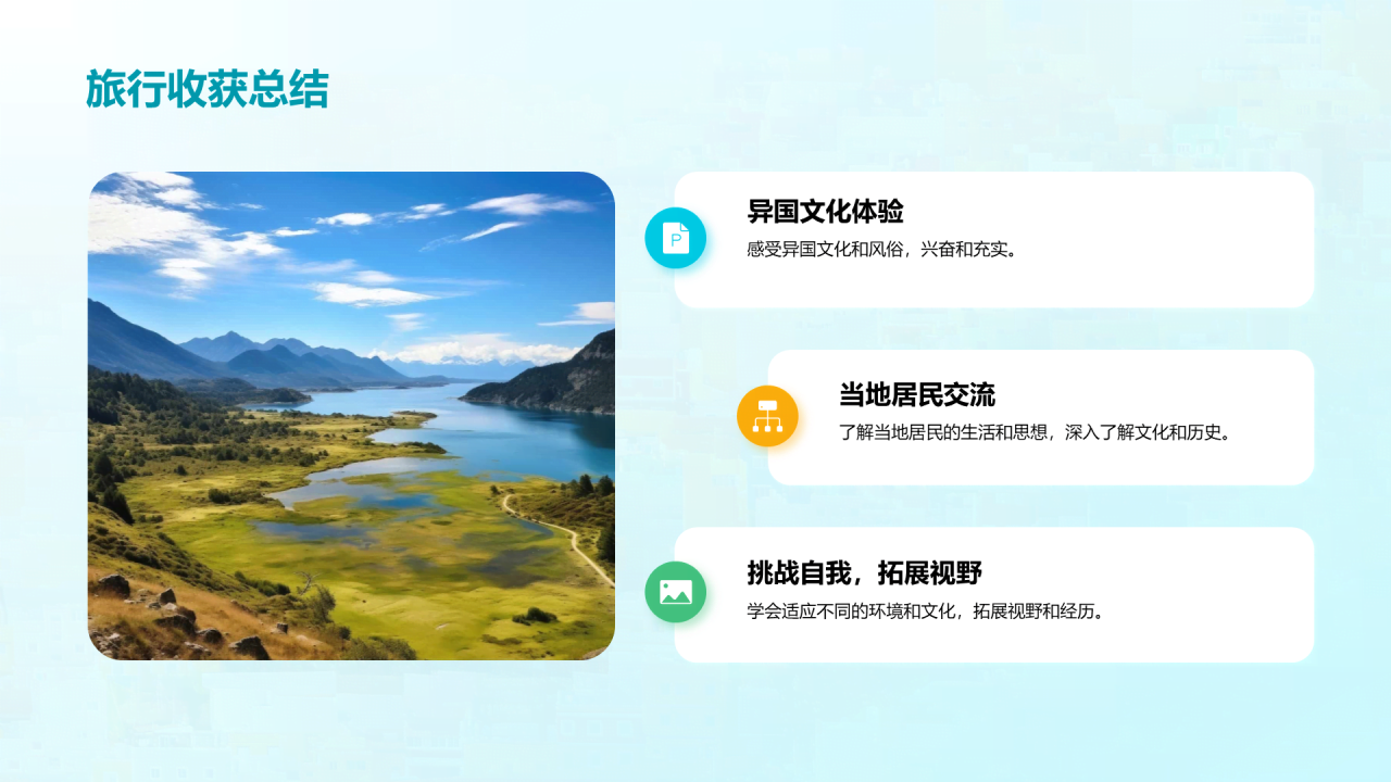 绿色现代商务主题旅游相册PPT模板