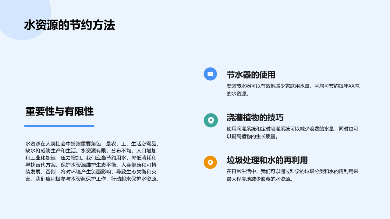 蓝色商务地球环境水资源保护教育PPT模板