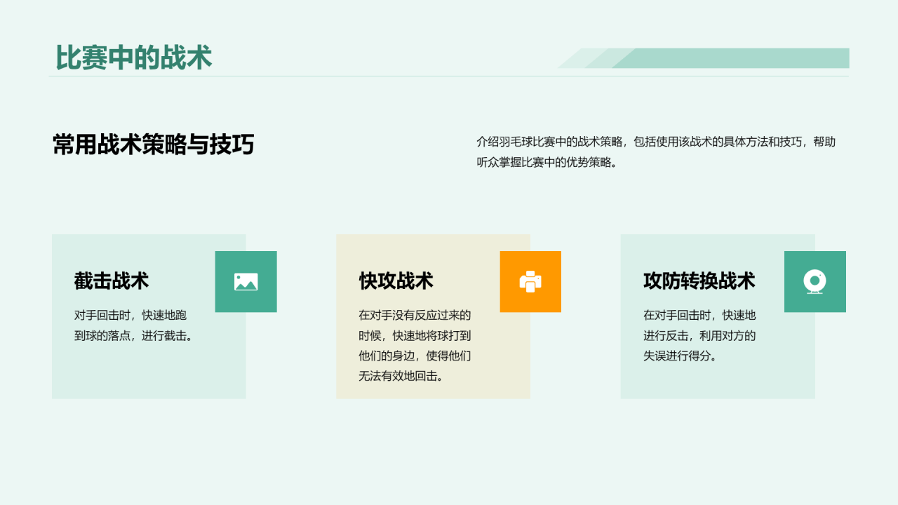 绿色商务羽毛球基本技能教学培训PPT模板