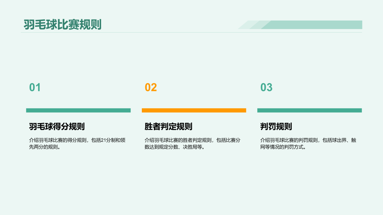 绿色商务羽毛球基本技能教学培训PPT模板