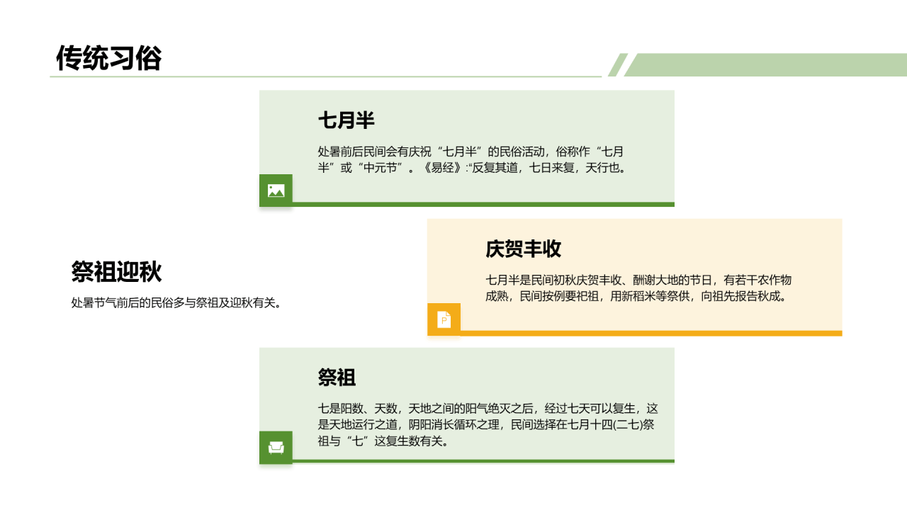 绿色商务二十四节气处暑气候科普PPT模板