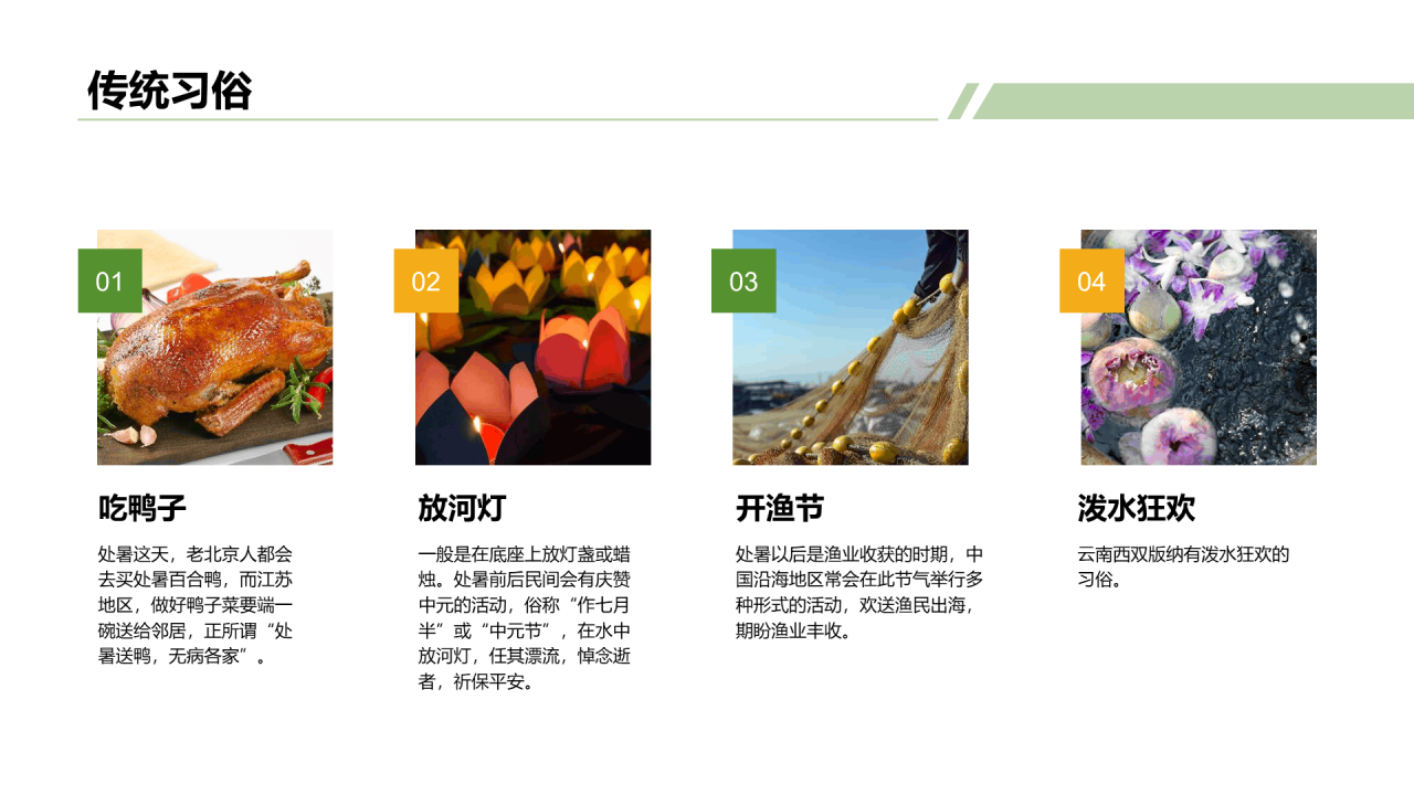 绿色商务二十四节气处暑气候科普PPT模板