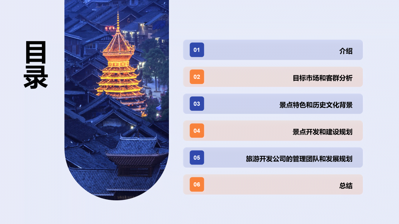 蓝色旅游景点开发商业计划书PPT模板