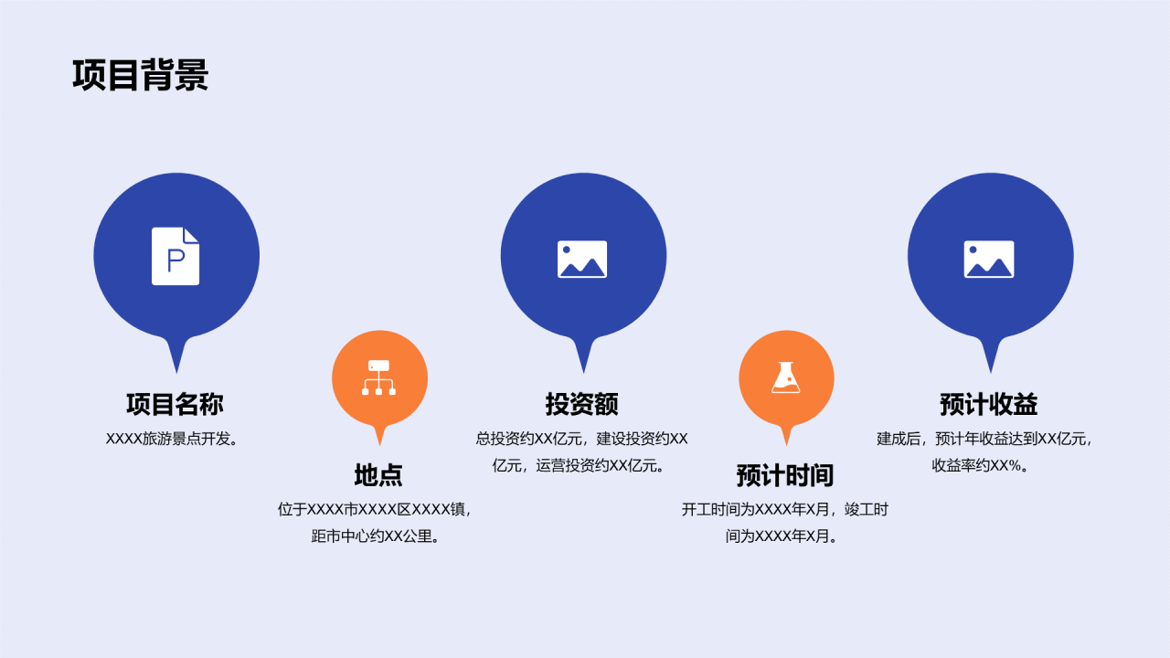 蓝色旅游景点开发商业计划书PPT模板