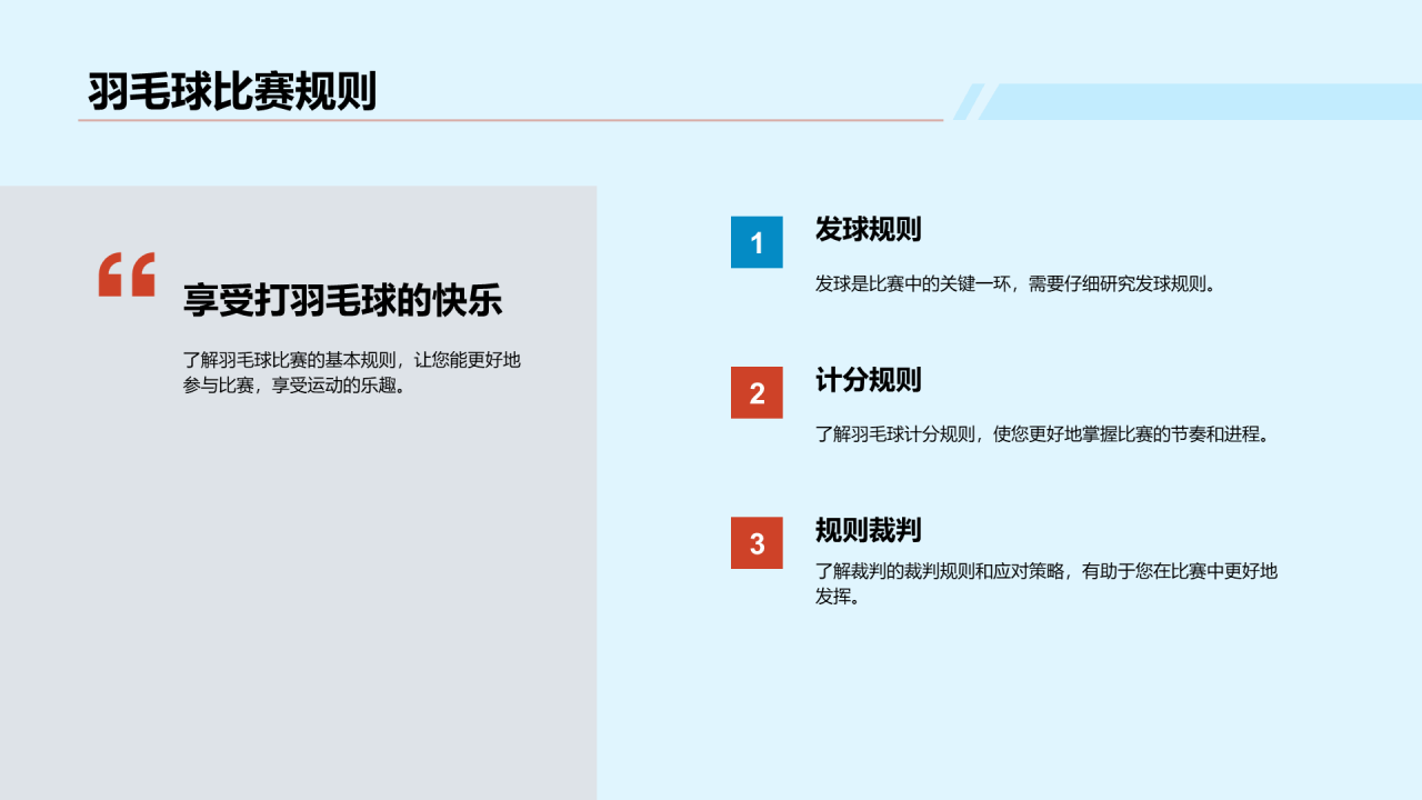 蓝色现代羽毛球运动普及培训课件PPT模板