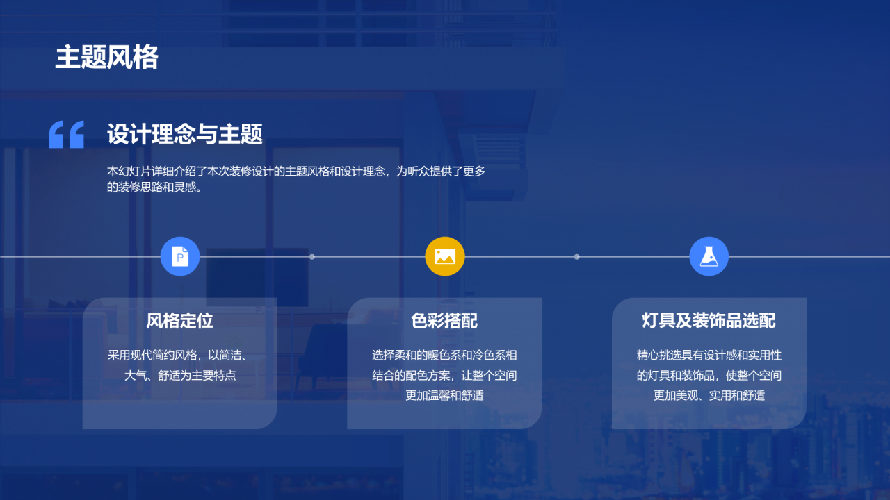 蓝色商务现代家居装潢演示PPT模板