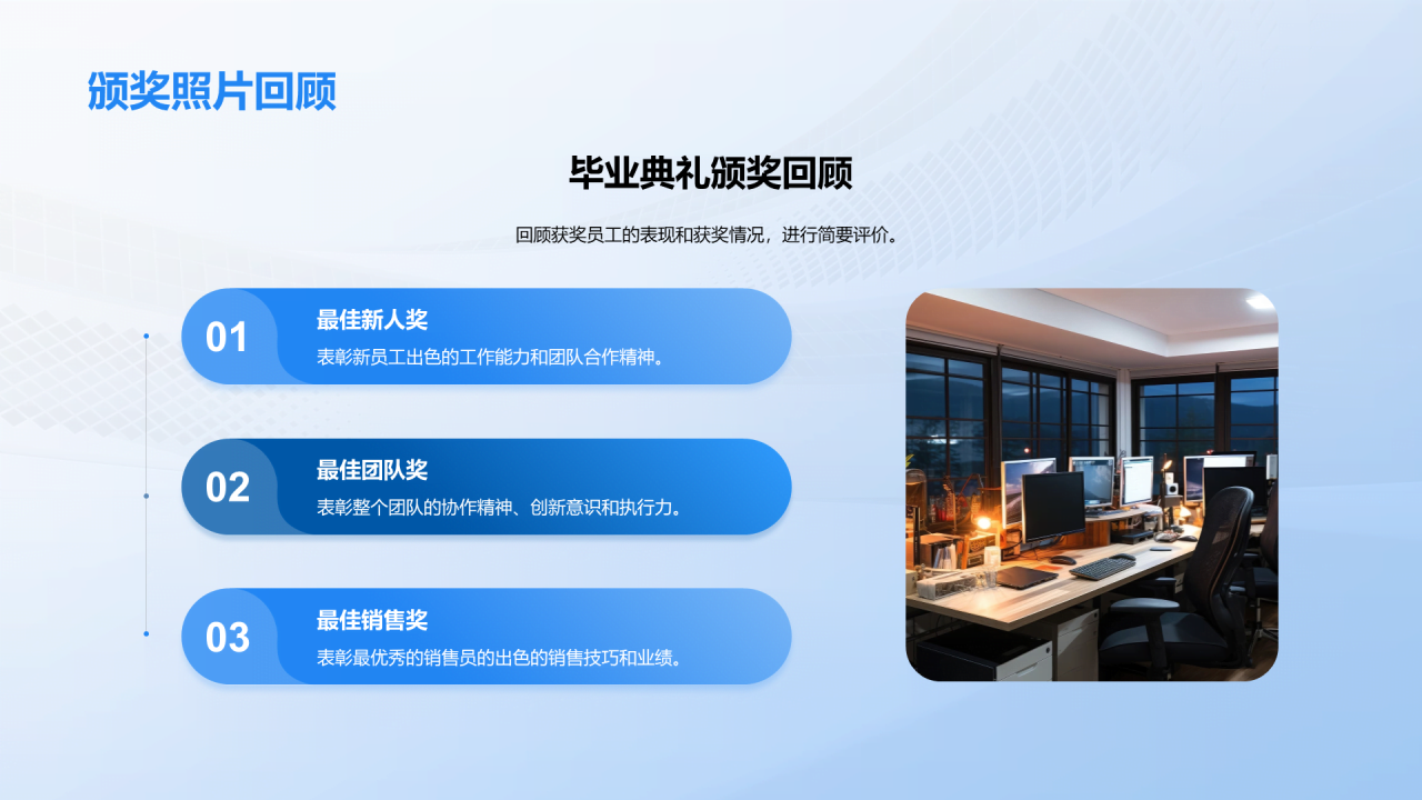 蓝色商务现代企业员工毕业相册PPT模板