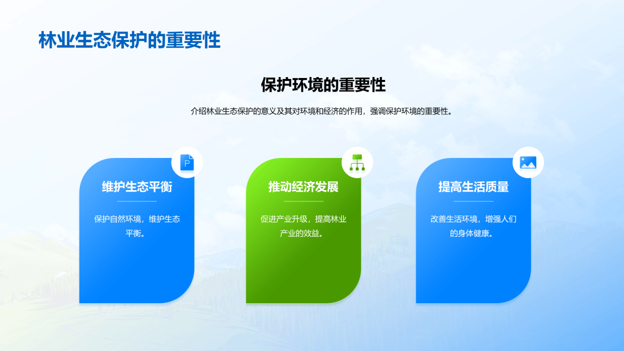 蓝色商务现代林业生态保护相册PPT模板