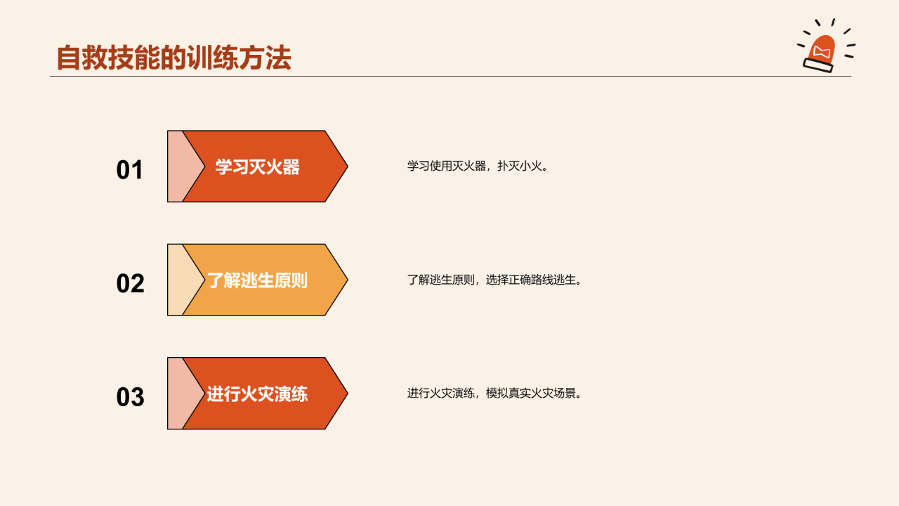 橙色插画卡通消防安全教育PPT模板