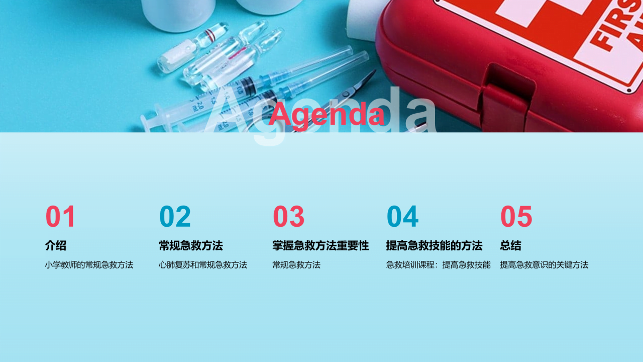 蓝色商务现代家庭急救常识培训课件PPT模板