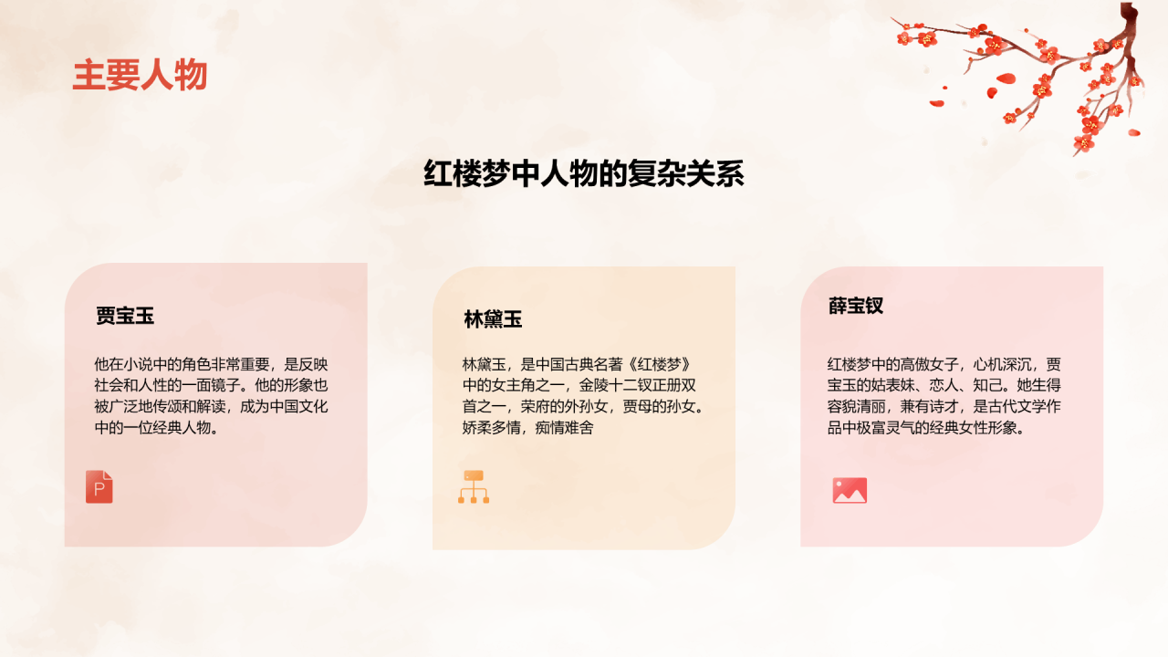 红色国风红楼梦故事解读PPT模板