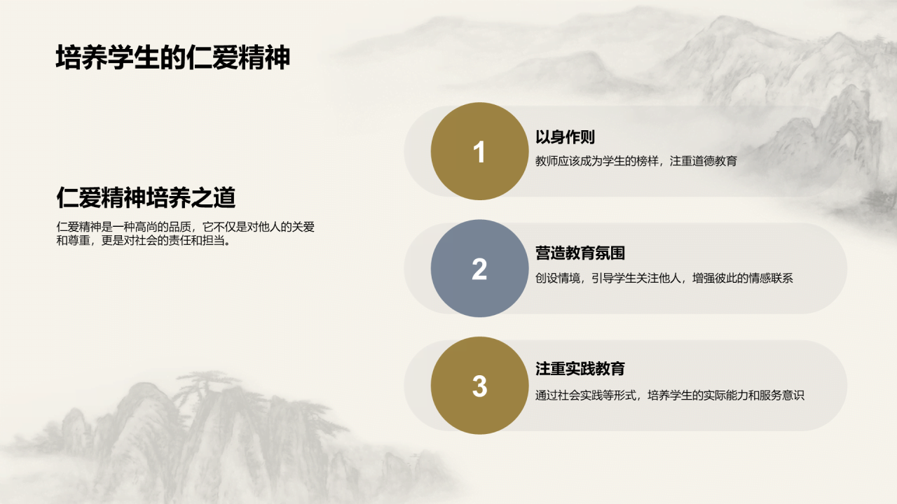 绿色国风探索孟子的仁爱思想PPT模板