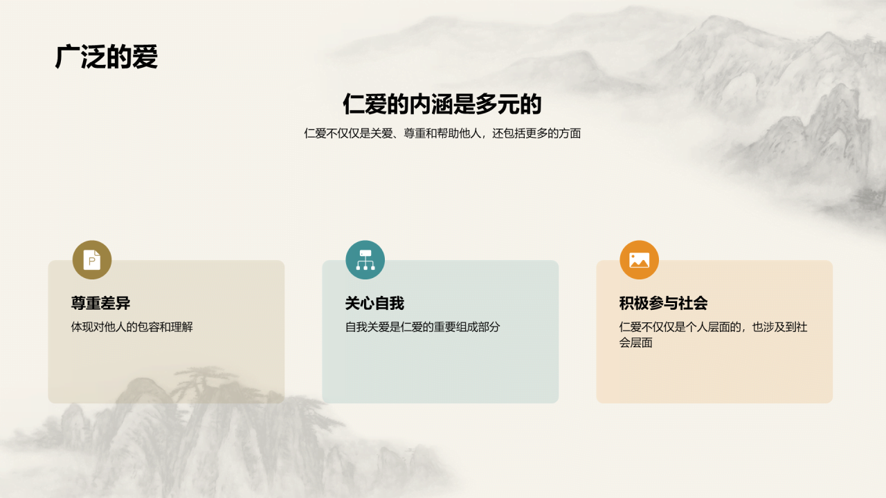 绿色国风探索孟子的仁爱思想PPT模板