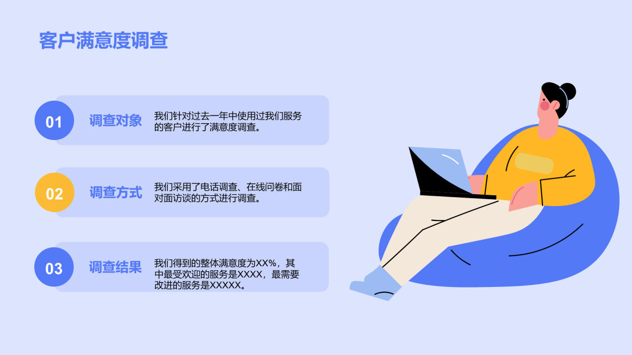 蓝色插画竞聘述职客户服务主管PPT模板