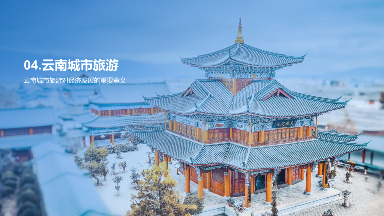 蓝色云南旅行印象旅行画册PPT模板