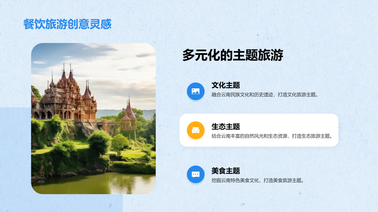 蓝色云南旅行印象旅行画册PPT模板