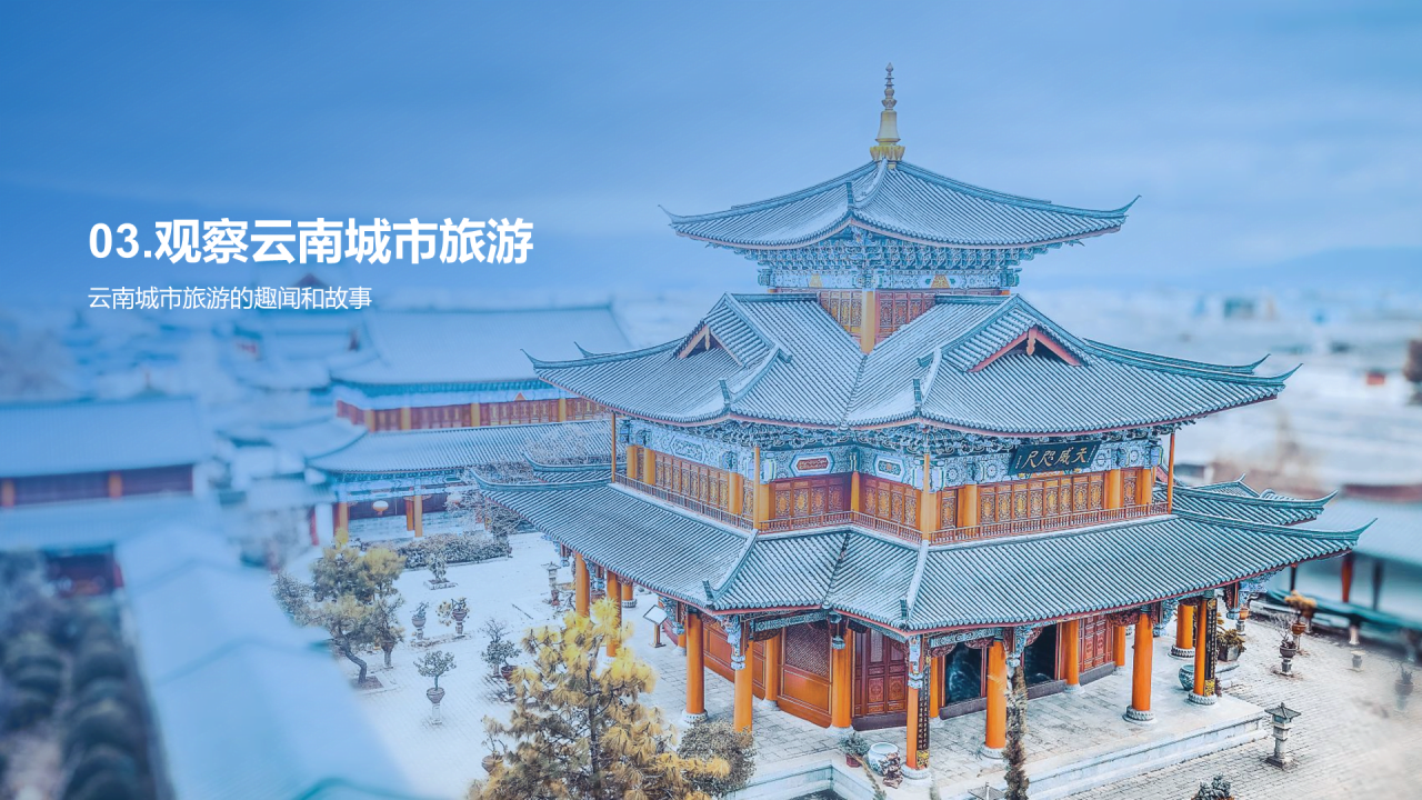 蓝色云南旅行印象旅行画册PPT模板