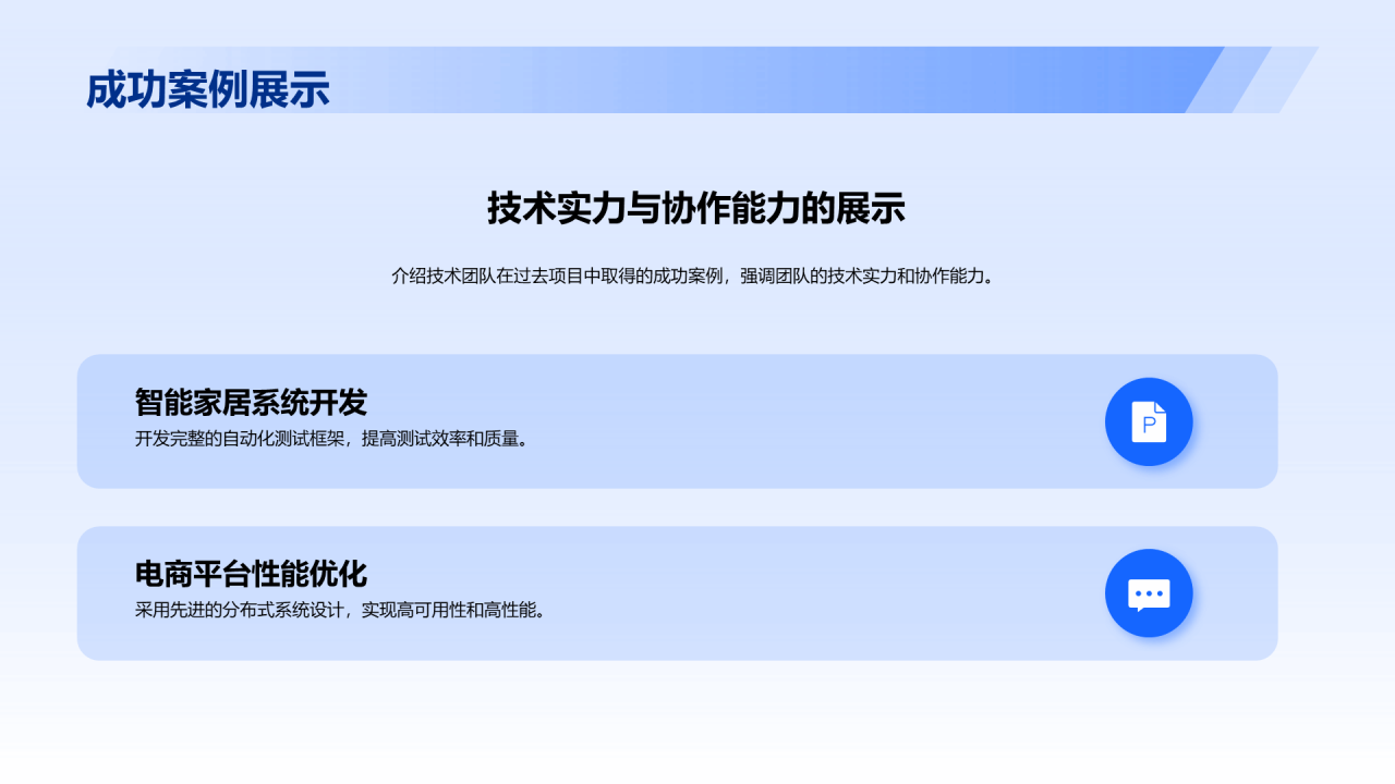 蓝色渐变商务技术负责人竞聘述职PPT模板