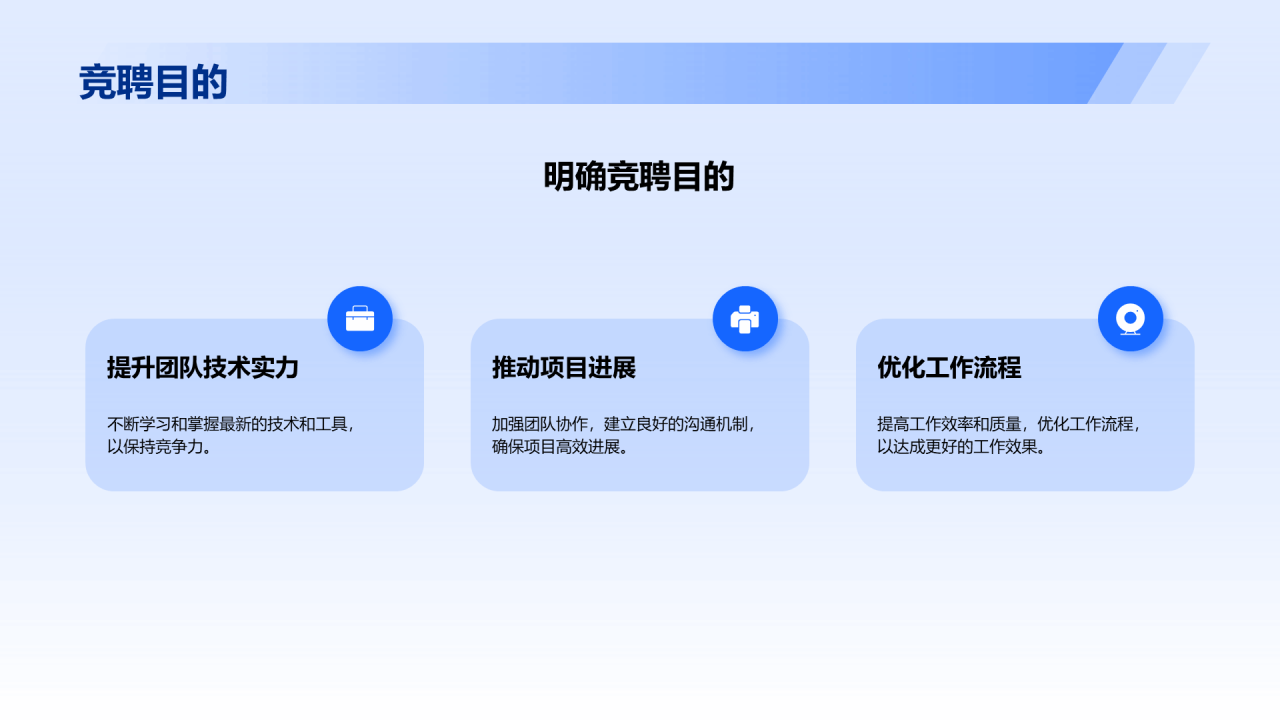 蓝色渐变商务技术负责人竞聘述职PPT模板