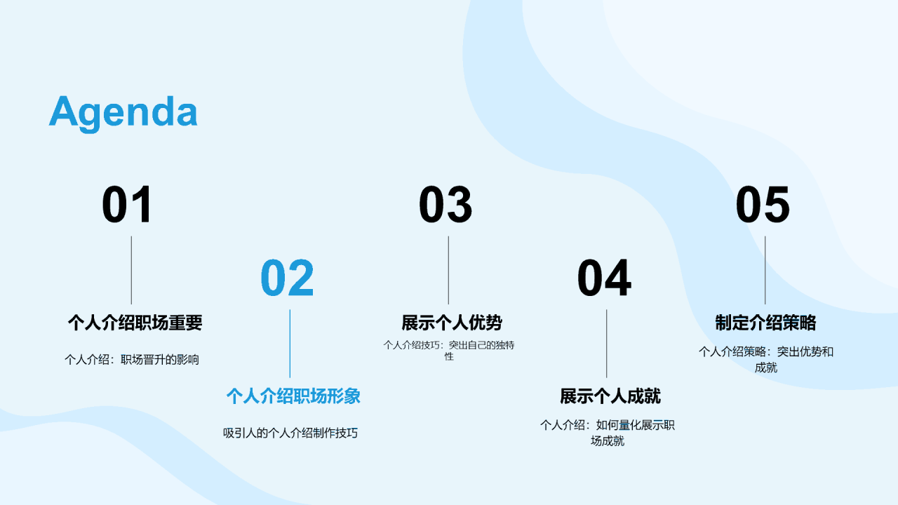 蓝色插画个人介绍晋升发展规划述职PPT模板