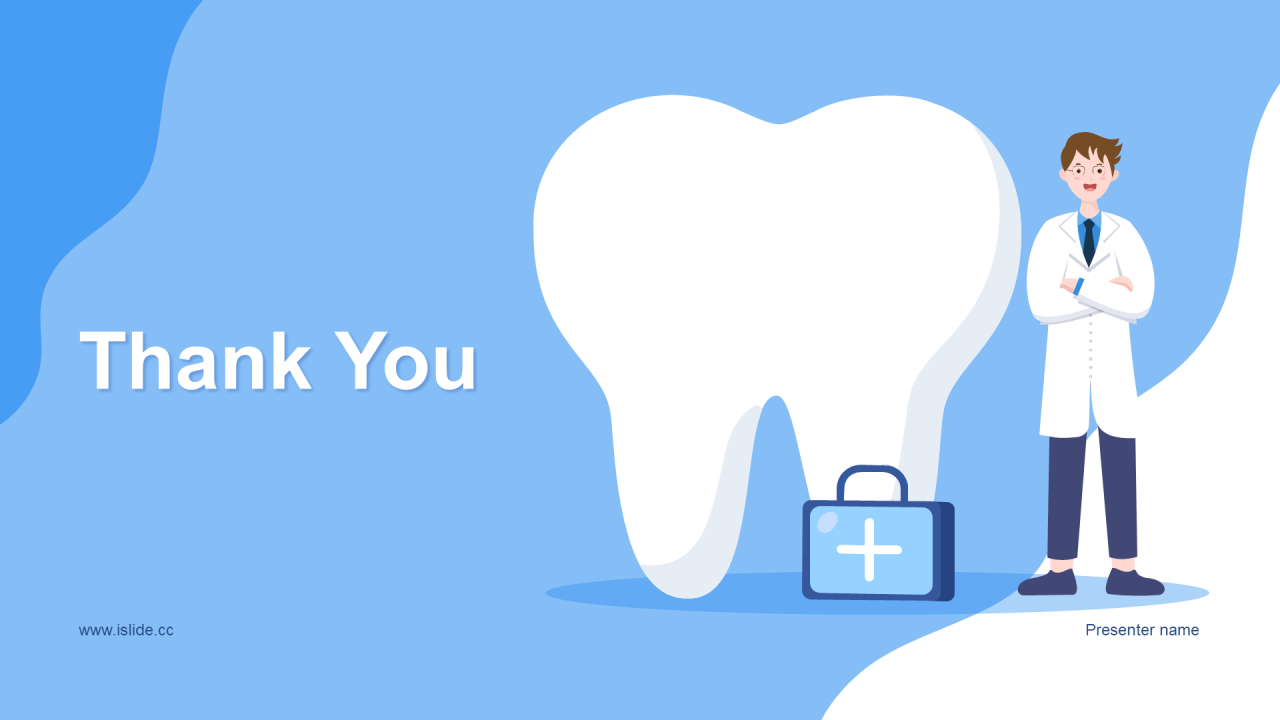 蓝色插画卡通全国爱牙日培训课件PPT模板