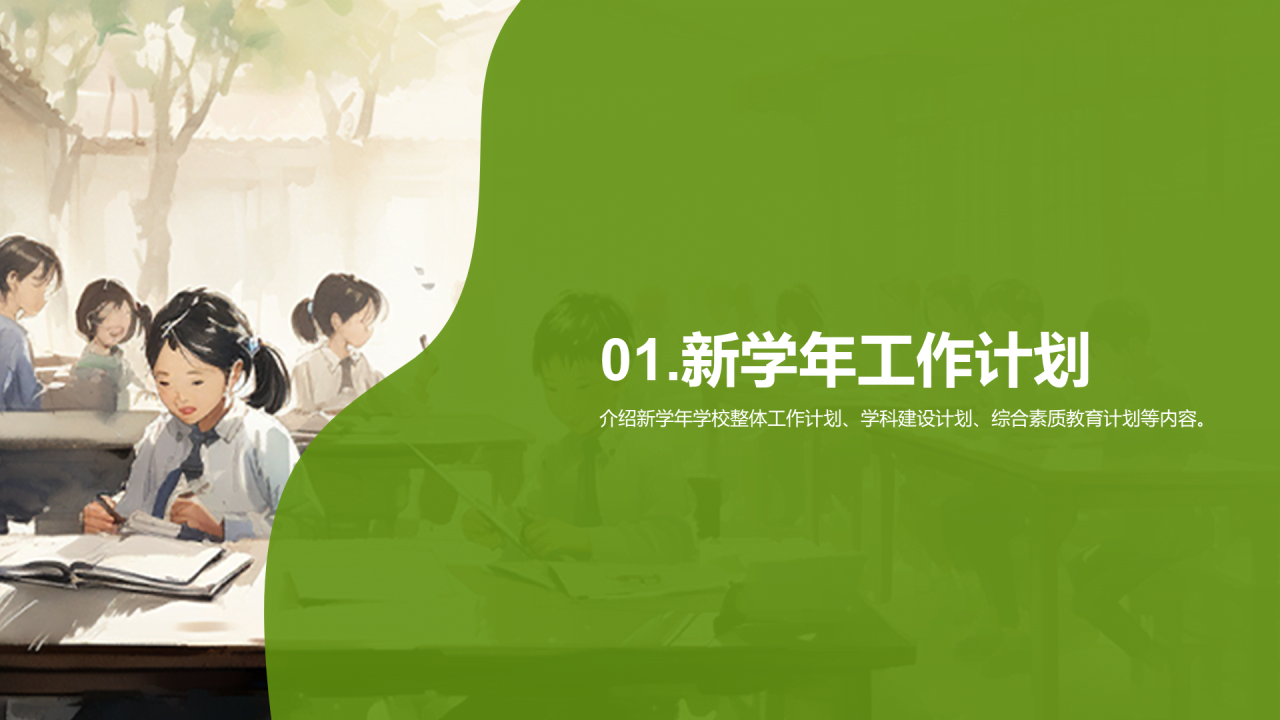 绿色商务现代迎新校园开学第一课PPT模板