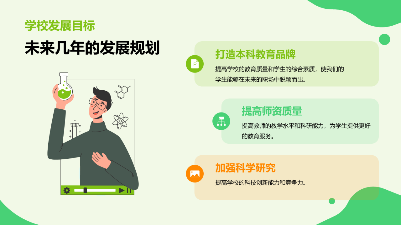 绿色商务现代迎新校园开学第一课PPT模板