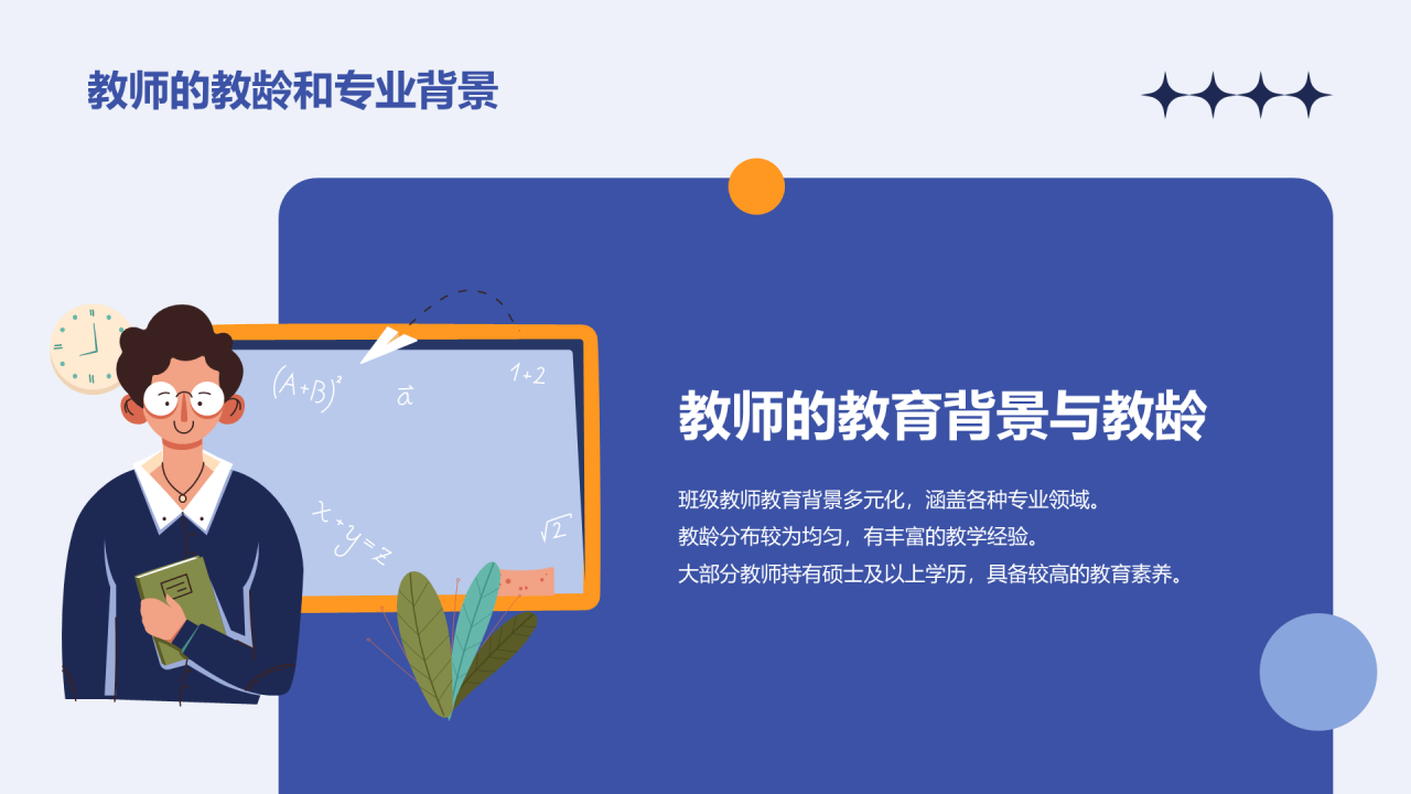 蓝色卡通新学期新生教师自我介绍PPT模板