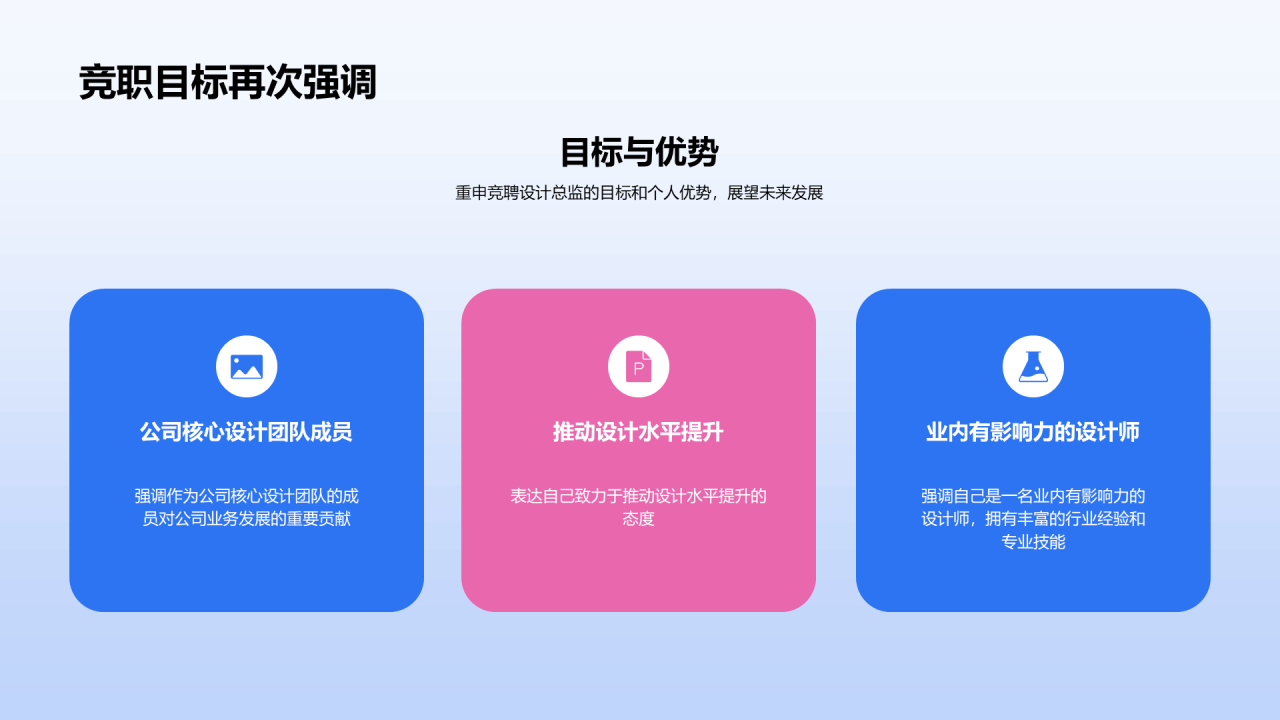 蓝色3D设计总监竞聘述职PPT模板