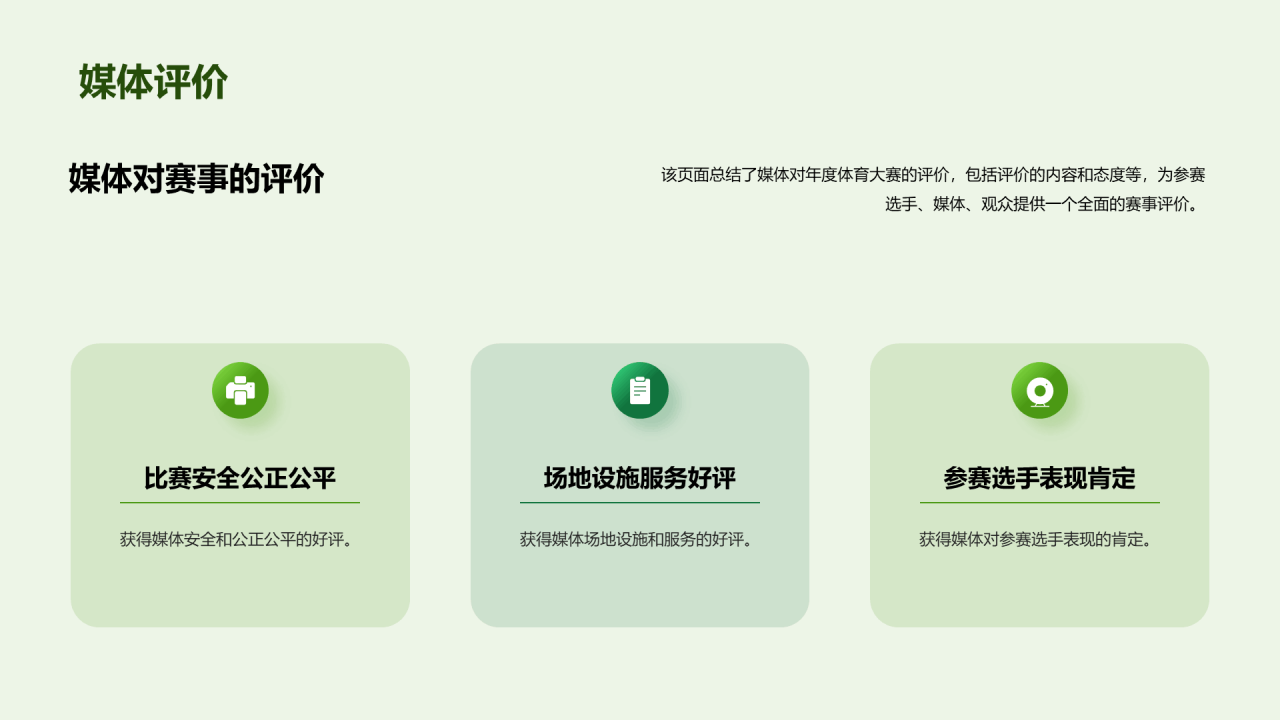 绿色商务现代年度体育大赛总结PPT模板