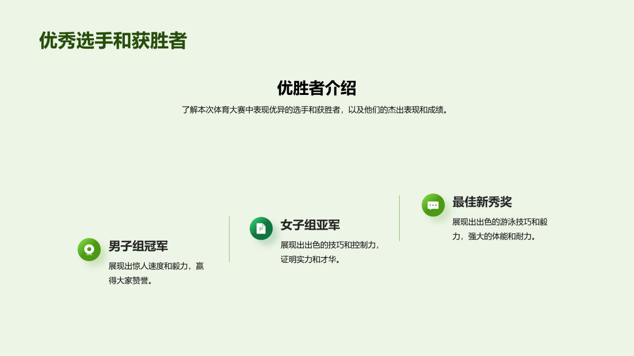 绿色商务现代年度体育大赛总结PPT模板