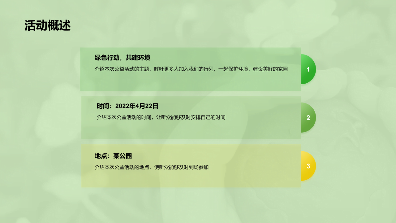 绿色商务现代环保公益活动策划PPT模板