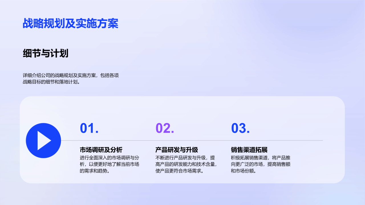 蓝色渐变公司战略规划发布会PPT模板