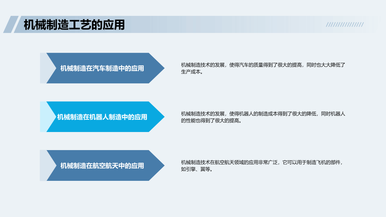 蓝色商务现代机械制造工艺概述PPT模板