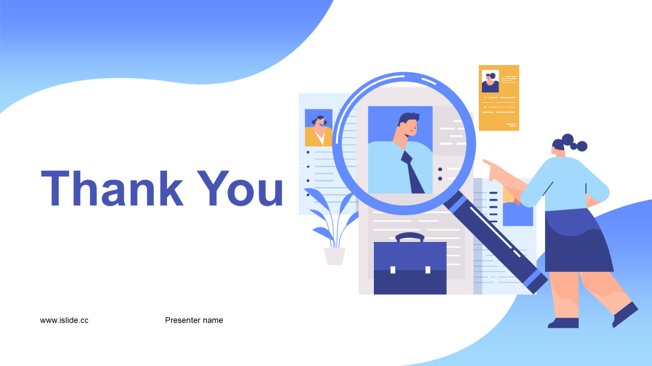 蓝色插画简历指导培训课件PPT模板