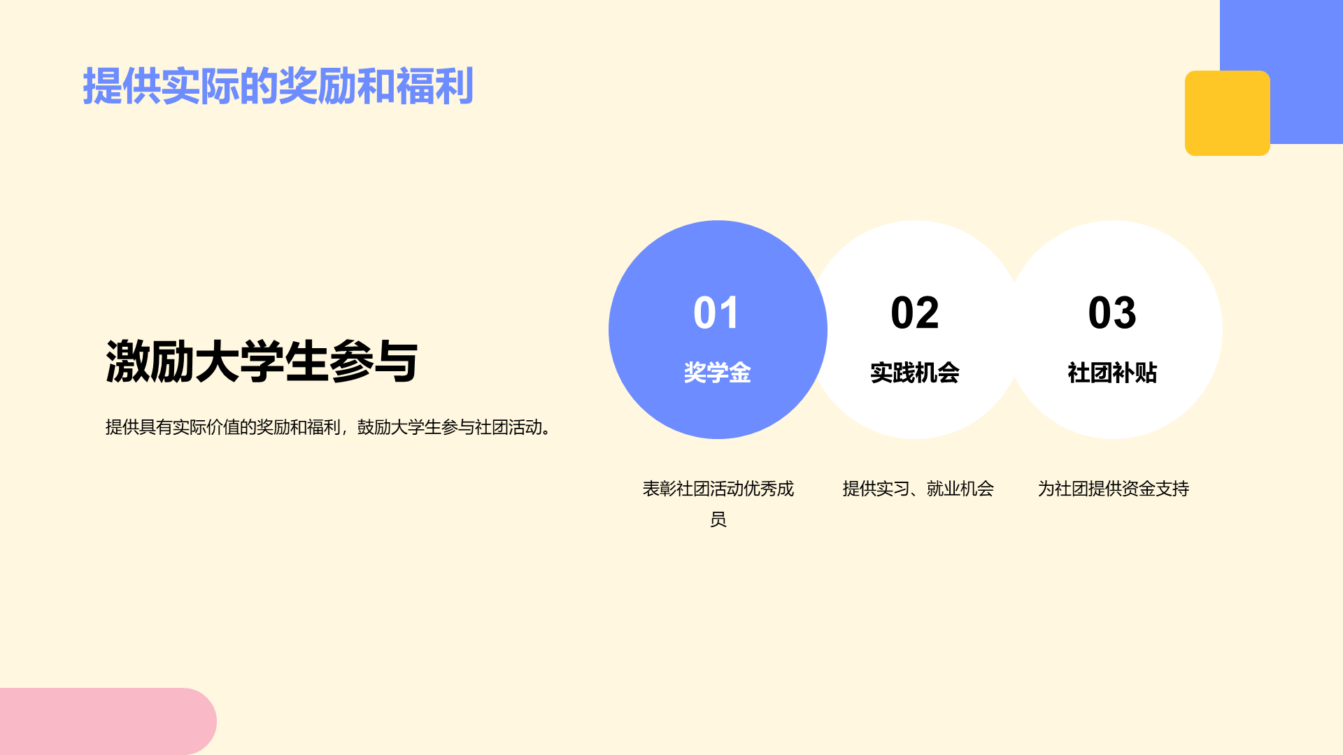 蓝色插画大学社团的活动发展PPT模板